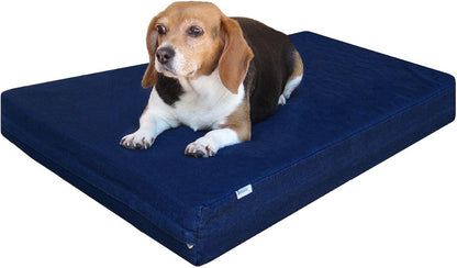 Premium Gel Memory Foam Dog Bed, Durable Denim Cover with Waterproof Liner and Extra Pet Bed Case, 35"X20"X4" Small to Medium Pet