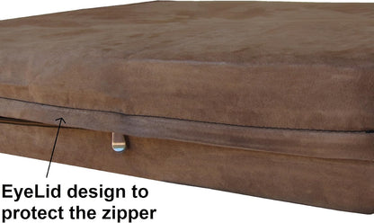 Orthopedic Memory Foam Dog Bed with Brown Suede Cover, Waterproof Liner and Extra Replacement Pet Bed Case, Fit 42"X28" Large Crate